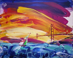 Zonsondergang bij de Golden Gate-zeilboot