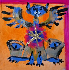 De mythische blauwe kat als beschermer
