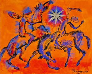 Levendige abstracte ruiters door Kanat Ibragimov