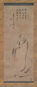 Bodhidharma steekt de Yangzi-rivier over op een riet, laat 16e eeuw