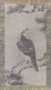 Havik op een den Shoo zu door Kano Yukinobu