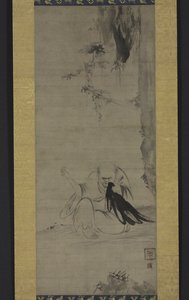 Choyo: Monnik die naait onder de ochtendzon, ca. 1350 of eerder door Kaō