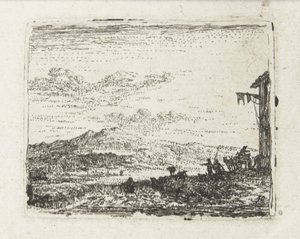 Italianiserend landschap met wagen bij herberg door Karel Du Jardin