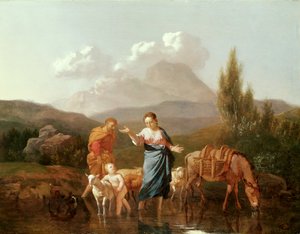 Heilige Familie bij een stroom door Karel Dujardin