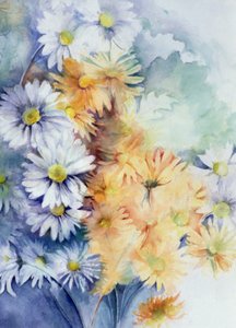 Chrysant, wit en abrikoos door Karen Armitage