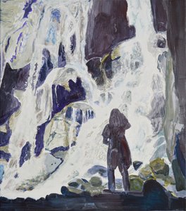 Persoon bij de Majestic-waterval