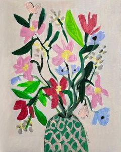 Kleurrijke bloemen in een vaas door Karin Lauria