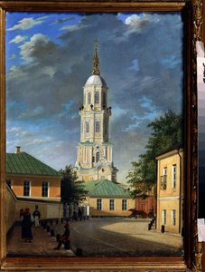 Krivokolenny pereulok in Moskou. Schilderij van Karl Petrovich Bodri. Olie op doek
