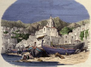 Uitzicht op Positano in Italië aan het einde van de 19e eeuw naar Girardet. door Karl (after) Girardet