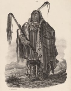 Een Monitari Indiaan, 1839 door Karl Bodmer