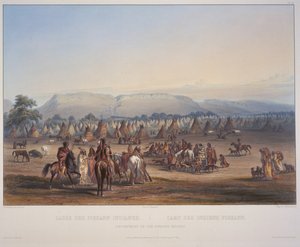Kampement van de Piekann Indianen, gegraveerd door Beyer und Hurliman, gepubliceerd in 1839