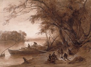Kampement van de reizigers aan de Missouri
