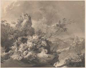 Vernielde Torens met Uitzicht op de Rijn door Karl Bodmer