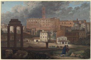 Gezicht op het Capitool in Rome vanaf Campo Vaccino door Karl Friedrich Schinkel