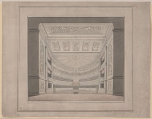 Berlijn. Schauspielhaus aan de Gendarmenmarkt, auditorium door Karl Friedrich Schinkel