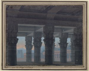 Die Zauberflöte. Opera van Wolfgang Amadeus Mozart. Ontwerp voor het 8e decor. Voorhal van het labyrint door Karl Friedrich Schinkel