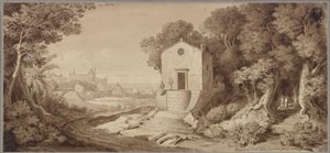 Een kleine kapel gebouwd van lava bij Giarre op de Etna door Karl Friedrich Schinkel
