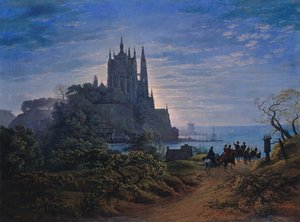 Gotische Kerk op een Rots bij de Zee, 1815 door Karl Friedrich Schinkel