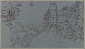 Köstritz. Kunstmatige ruïne in het kasteelpark (?) door Karl Friedrich Schinkel