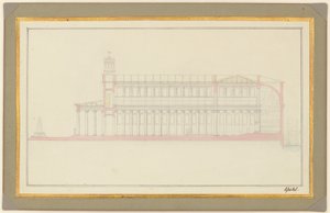 Longitudinale Doorsnede van een Kathedraal voor Berlijn door Karl Friedrich Schinkel