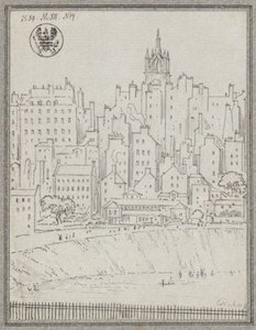 Stadsgezicht van Edinburgh met huizen door Karl Friedrich Schinkel