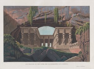 Decorontwerp voor de opera Die Zauberflöte van Wolfgang Amadeus Mozart, 1847-1849 door Karl Friedrich Schinkel