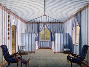 Tent-kamer in Charlottenhof Paleis, na 1830, aquarel door Karl Friedrich Schinkel door Karl Friedrich Schinkel