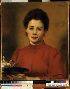 Jonge vrouw in rood