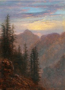 Berglandschap bij schemering door Karl Gustav Carus