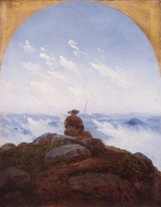Zwerver op de bergtop