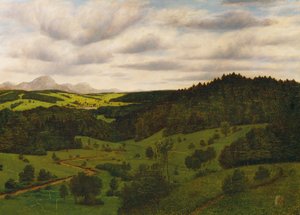 Beiers landschap bij Schliersee met de Wendelstein door Karl Haider