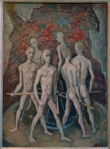 Gevangenen aan het wiel door Karl Hofer