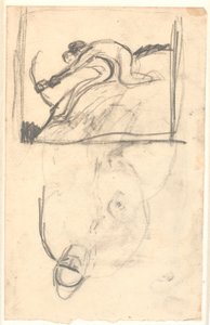 Schets voor het schilderij "Höder en Loke", verder (ondersteboven) aanduiding van figuurcompositie