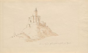 Het oude kasteel Gutenfels bij Kaub aan de Rijn door Karl Julius Von Leypold