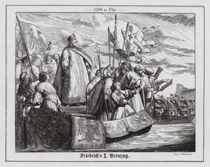 De Heilige Roomse Keizer Frederik I op de Derde Kruistocht door Karl Ludwig Adolf Ehrhardt