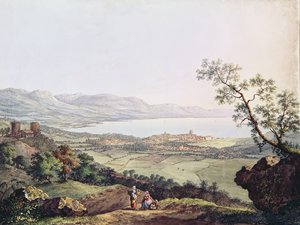 Uitzicht op Genève vanuit Saconex in Savoye door Karl Ludwig Hackert