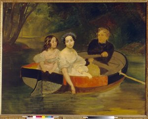 Zelfportret met barones Yekaterina Meller Zakomelskaya en haar dochter in een boot door Karl Pavlovich Bryullov