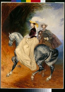 De ruiters: portretten van Eugene Mussard en zijn vrouw Emilie door Karl Pavlovich Bryullov