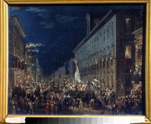 Politieke manifestatie in Rome (Italië) - Schilderij van Karl Pavlovich Briullov (1799-1852) door Karl Pavlovich Bryullov