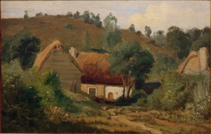 Franse landschap met huizen