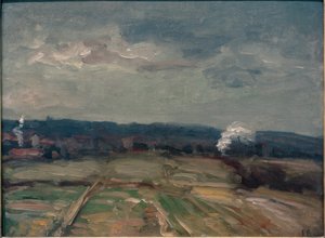 Landschap met twee rookwolken