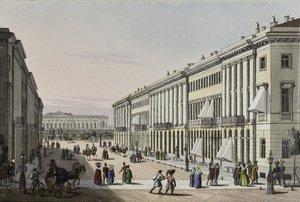 De Mikhailovskaya Straat met uitzicht op het Michael Paleis in Sint-Petersburg, eerste helft van de 19e eeuw door Karl Petrovich Beggrov