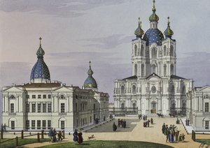 Het Smolny-klooster van de Opstanding in Sint-Petersburg, eerste helft van de 19e eeuw