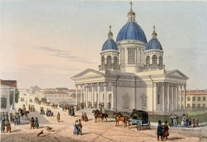 De Drie-eenheidskathedraal van het Izmailovsky Regiment in Sint-Petersburg, 1836 door Karl Petrovich Beggrov