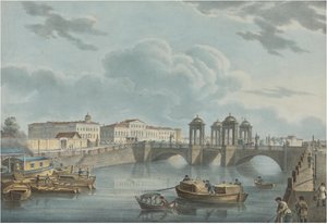 Uitzicht op de Fontanka bij de Obukhov-brug, 1823 door Karl Petrovich Beggrov