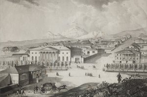 Uitzicht op het hotel en het centrum van Pyatigorsk