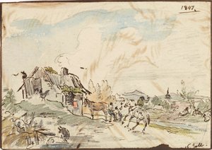 Landelijke idylle, boerderij met paarden door Karl Pischinger