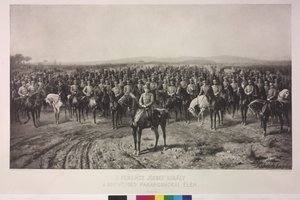 Keizer Franz Joseph I op het hoogtepunt van het Hongaarse territoriale leger door Karl Ritter Von Kobierski