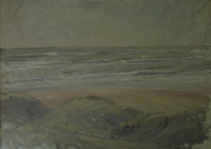 Uitzicht vanaf de duinen over de Noordzee door Karl Schou