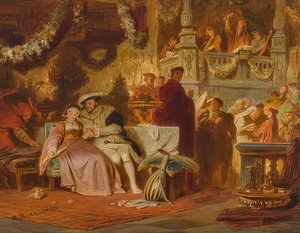 Hendrik VIII werft Anna Boleyn op het bal bij kardinaal Wolsey